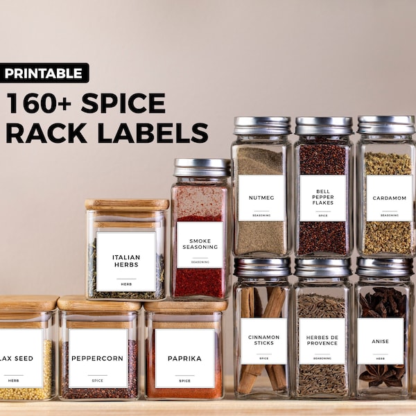 Printable Pantry Labels, Square Pantry Labels, Printable Spice Rack Labels, Pantry Label, Pantry Organization, Spice Rack Label Download