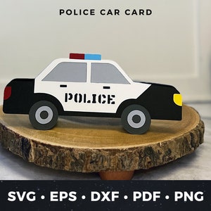 Carte de voiture de police svg, svg carte d'anniversaire police, carte d'anniversaire police bricolage, carte d'anniversaire policier svg, anniversaire de flic, voiture de police couper fichier svg
