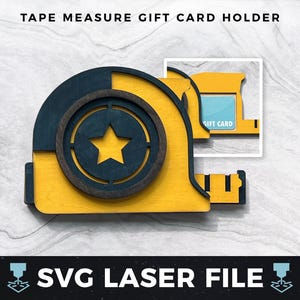 Mètre ruban porte-carte svg, porte-cartes cadeau fête des pères svg, cadeau pour papa, porte-cartes cadeau bois laser SVG, fichier prêt à être découpé au laser svg PDF