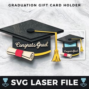 Afstuderen cadeaukaarthouder svg, afstudeercadeaubon, afstudeercadeau cadeau-svg | Laserhout cadeaukaarthouder SVG, laserklaar gesneden bestand svg, pdf