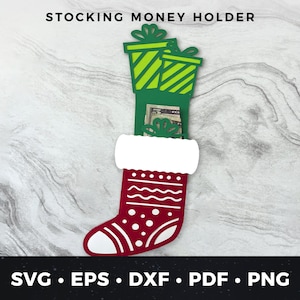Porta soldi di Natale svg, Porta soldi di calza svg, Biglietto di Natale fai da te, Porta soldi di Natale, Porta soldi di carta fai da te per calza
