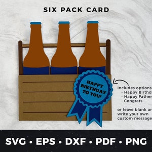 Sjabloon bierverjaardagskaart, Vaderdag bierkaart, sixpack-verjaardagskaart, verjaardagskaart downloaden, DIY-bierkaart, sixpack-svg, bier-svg