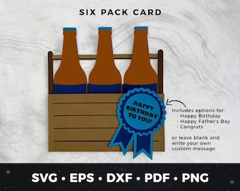 Bier-Geburtstagskartenvorlage, Vatertagsbierkarte, Six-Pack-Geburtstagskarte, Geburtstagskarte-Download, DIY-Bierkarte, Six-Pack svg, Bier svg