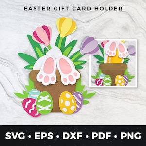 Lindo porta-cartão de presente de Páscoa Coelho SVG | Porta-cartão de presente de Páscoa Recortado, Presente de Páscoa svg, Cartão de Páscoa svg, Porta-dinheiro de Páscoa DIY Arquivo de corte pdf