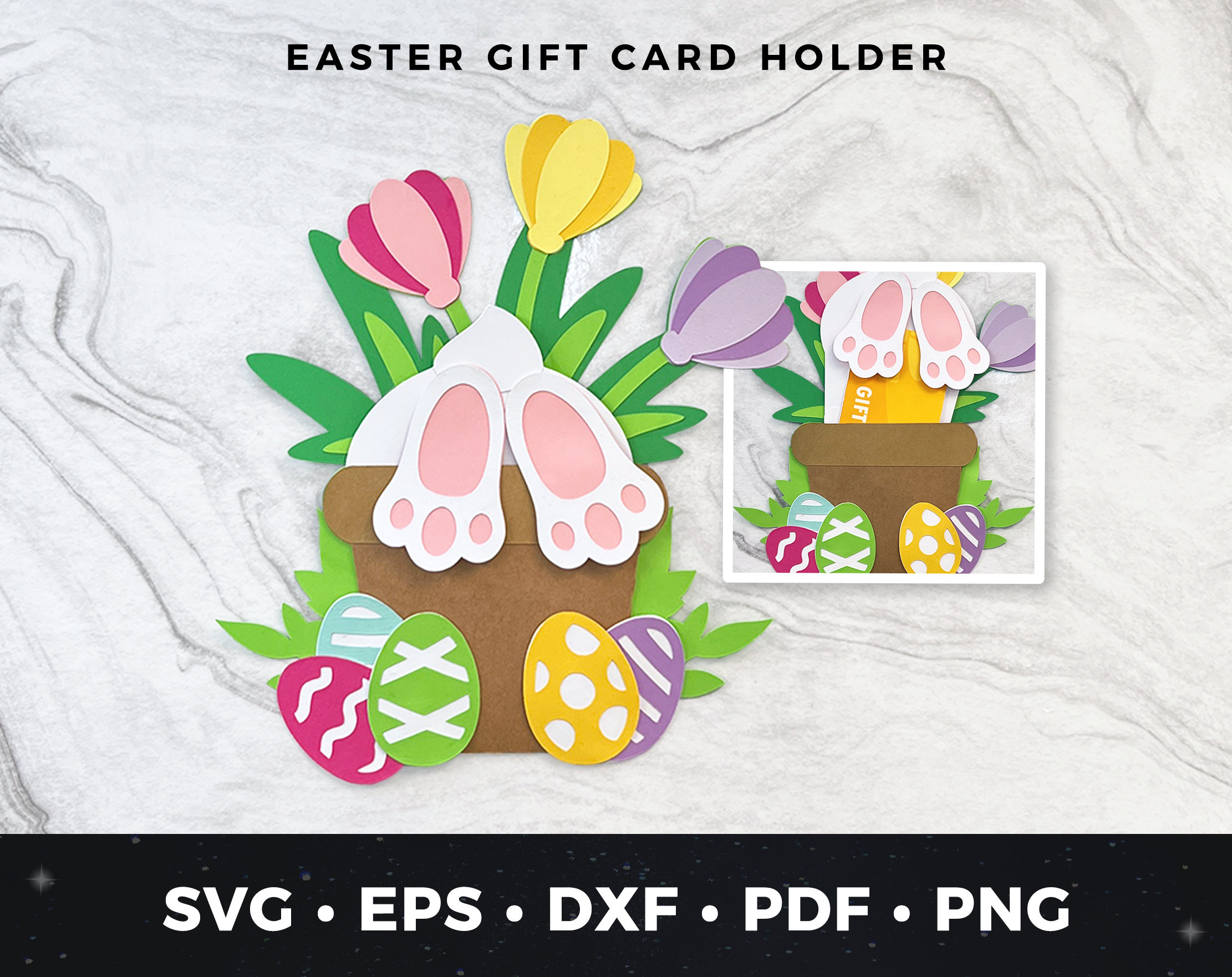 Cute Easter Gift Card Holder Bunny SVG | Easter Gift Card Holder Cut ...