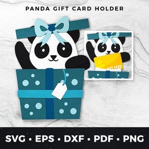 Porta-cartão-presente panda fofo SVG, Porta-dinheiro urso panda pdf, Cartão de aniversário panda, Cartão de felicitações panda svg, Arquivo de corte panda, Presente panda pdf
