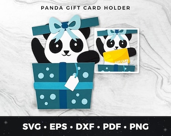 Cute Panda Gift Card Holder SVG, Panda Bear Money Holder pdf, Panda Birthday Card, Panda Greeting Card svg, Panda Cut File, Panda Gift pdf
