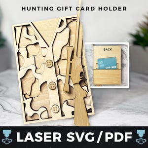 Jagd Geschenkkartenhalter Laser SVG, Camouflage Geschenk PDF, Jagdgeld, Jäger Geschenkkartenhalter, Outdoor Camouflage Laser Holz Geschenkkartenandenken