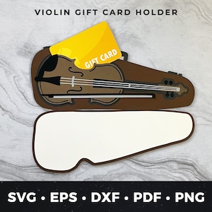 Portatarjetas de regalo para violín svg, Tarjeta para violín svg, Linda tarjeta de felicitación para violín svg, Portamonedas para violín svg, Tarjeta de recital de violín svg Tarjeta de música svg