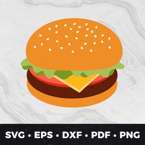 Burger svg, Cheeseburger Clipart, Cheeseburger svg, Burger Cut File, Burger Print File, Cheeseburger Graphic, Fast Food svg, png eps dxf pdf