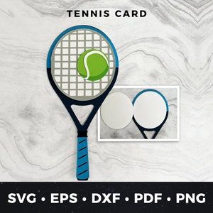 Tennis carte Svg, carte d'entraîneur de tennis bricolage, carte d'amateur de sport, fan de tennis, tennis svg, carte de tennis bricolage fichier coupé, carte de tennis en papier, carte de tennis