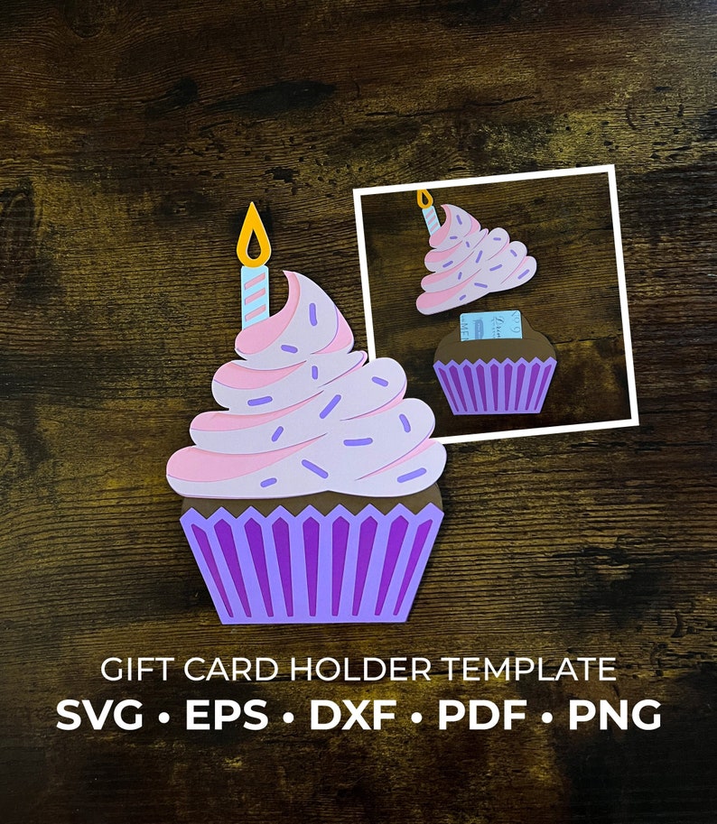 Cupcake Gift Card Holder Svg Birthday Giftcard Holder Svg Etsy