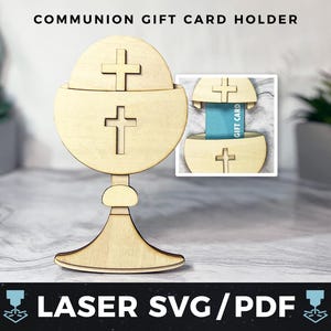 Erstkommunion Geschenk Kartenhalter Laser SVG, Eucharistie Geschenk PDF, Kirche Geld Halter, Kommunion Schnittdatei, religiöses Laser Holz Geschenk Andenken