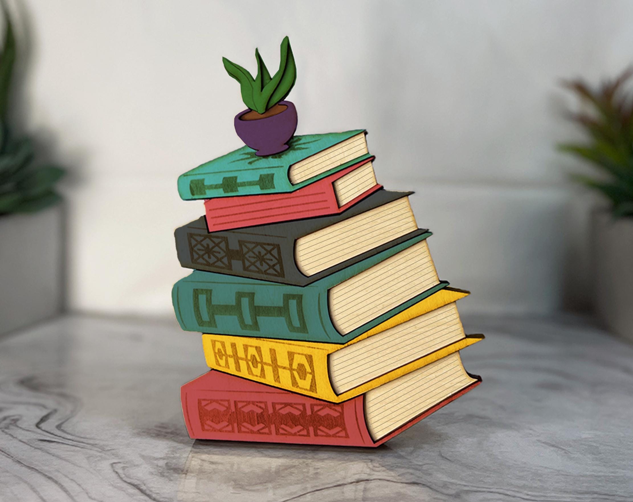 Stack of Books Gift Card Holder Laser SVG, Book Lover Gift Card PDF ...