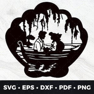Scarica SVG ispirato alla Sirenetta, Decalcomania della Sirenetta, Vinile della Silhouette di Ariel, Kiss the Girl Silhouette SVG, PDF EPS DXF