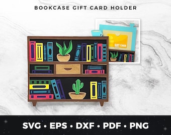 Bookshelf Gift Card Holder svg, Book Lover Giftcard, Book Money Holder, Reading Gift Card, Library Gift Card Holder, Book Themed Card, Books