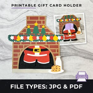 Porta-cartão-presente de Papai Noel, Porta-cartão-presente de Natal para impressão, Porta-cartão-presente de Natal para impressão, Porta-cartão-presente de Natal DIY pdf