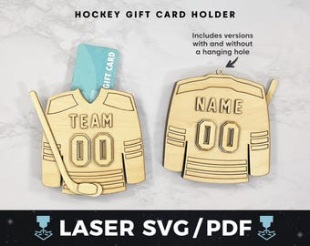 Hockey Jersey Gift Card Holder Laser Cut File, Hockey Gift Card SVG, Sports Coach Gift, Glowforge xTool File, Hockey Team Ornaments svg