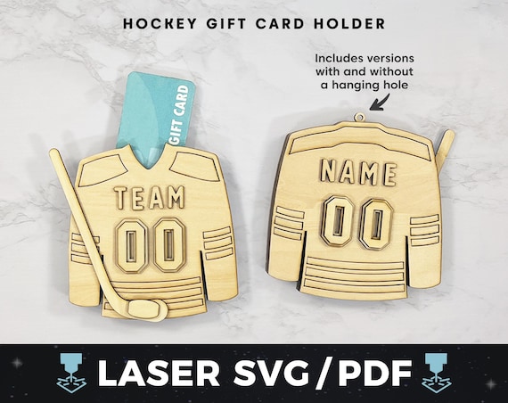 Hockey Jersey Gift Card Holder Laser Cut File, Hockey Gift Card SVG, Sports Coach Gift, Glowforge xTool File, Hockey Team Ornaments svg