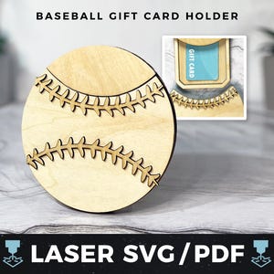 Baseball Geschenkkartenhalter Laser SVG, DIY Baseball Coach Geschenkkartenhalter, Baseballfan, Team Geschenk, Sport Laser Holz Geschenkkartenhalter