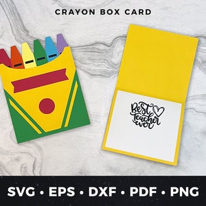 Tarjeta de felicitación con crayones svg, tarjeta para maestros hecha a mano svg, regalo de agradecimiento para maestros svg pdf, tarjeta para maestros hecha a mano svg, archivo para cortar tarjeta con crayones svg