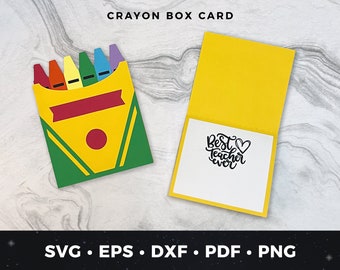 Crayon Greeting Card svg, DIY Teacher Card svg, Teacher Appreciation Gift svg pdf, DIY Best Teacher Ever Card svg, Crayon Card Cut File svg