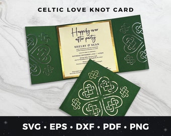 Irish Celtic Love Knot Wedding Invitation svg, Celtic Knot Wedding Invite download, DIY Wedding Invitation, Emerald Green Invitation