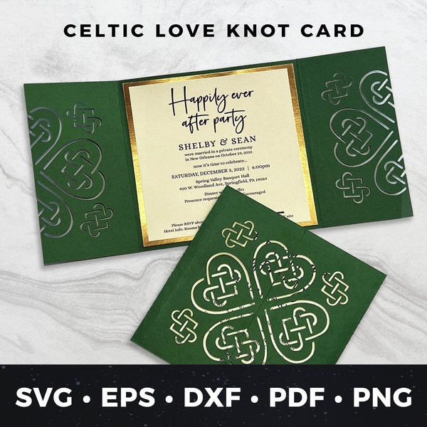 Irish Celtic Love Knot Wedding Invitation svg, Celtic Knot Wedding Invite download, DIY Wedding Invitation, Emerald Green Invitation