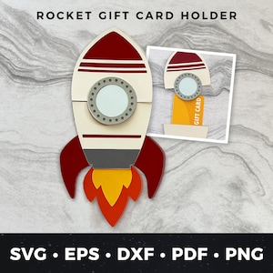 Rakete Geschenk Kartenhalter, Raumschiff Geschenk Kartenhalter, Rakete Schnittdatei, Astronaut Geburtstagskarte, Rakete Geburtstagskarte svg, Rakete