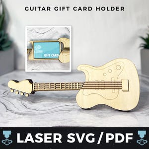 Elektrische gitaar cadeaukaarthouder laser SVG, DIY gitaar cadeau pdf, gitaar lasergesneden bestand, gitaar minnaar cadeau, laser hout cadeaubon aandenken