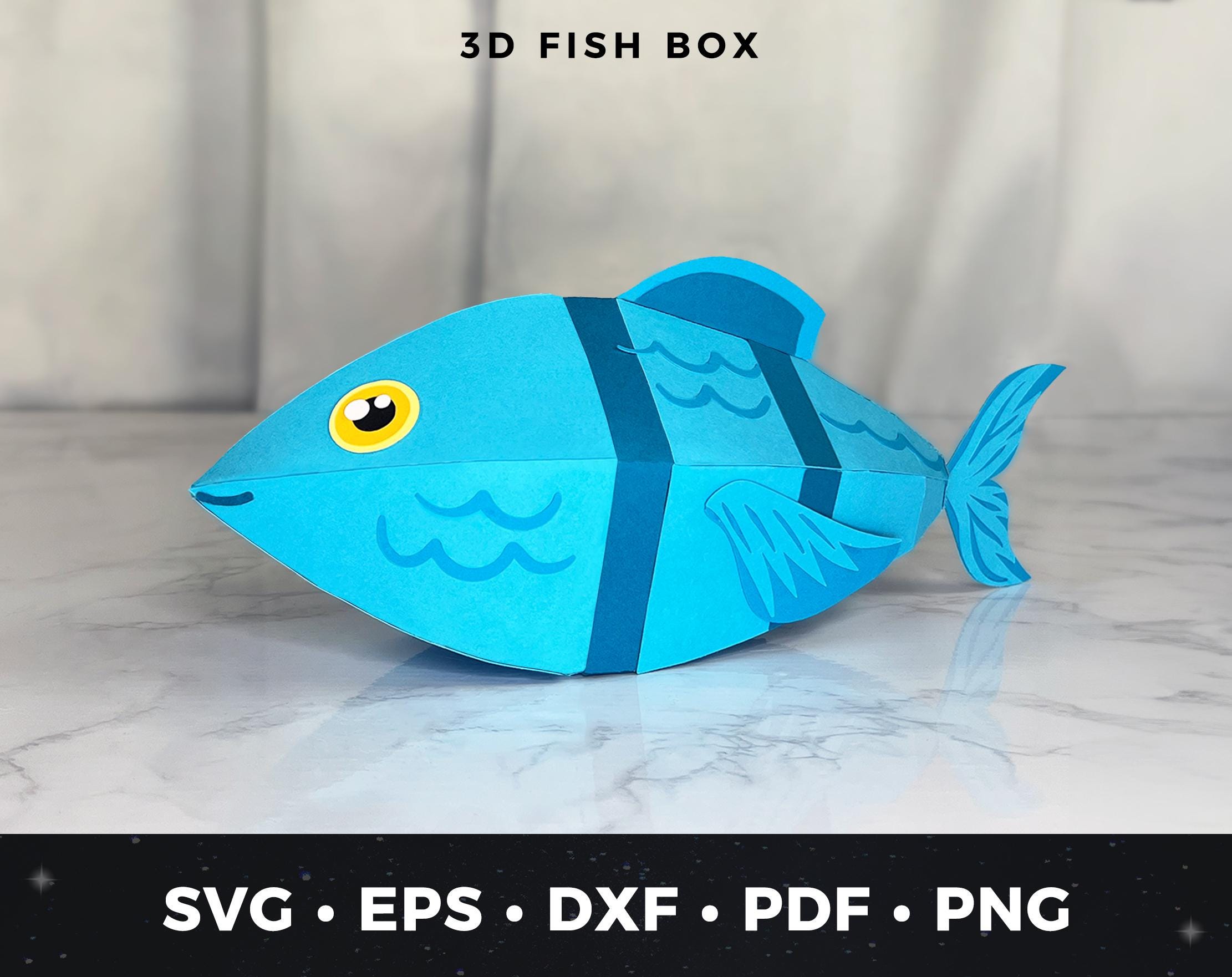 3D Fish Gift Box SVG, Paper Fish Favor Box Template, Fishing Gift Treat Box,  Under the Sea Box, DIY Fish Box, Fish Giftcard Holder, Cricut - Etsy
