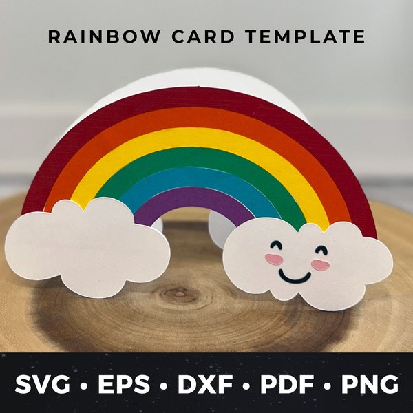 Rainbow Card Template, Rainbow Birthday Card, Birthday, Birthday Card Download, DIY Rainbow Card, Cute Rainbow Cut File, Rainbow svg