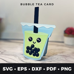 Karta urodzinowa Bubble Tea svg, Karta z pozdrowieniami Boba Tea svg, Plik do cięcia karty Boba Tea svg, Karta urodzinowa Boba pdf, Plik do cięcia karty Bubble Tea svg