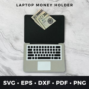 Porta soldi per computer portatile, Scheda per computer portatile svg, File di taglio per computer portatile, Porta soldi per computer, Computer svg, Laptop svg, Biglietto di compleanno per computer portatile svg