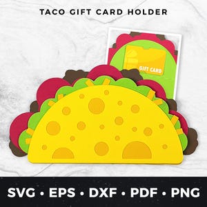 Porta-cartão-presente Taco svg, Porta-dinheiro Taco, Cartão de felicitações Taco svg, Cartão amante de tacos, Cartão de festa svg, Cartão-presente divertido Taco pdf, Arquivo de corte Taco