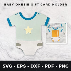 Baby Shower Gift Card Holder, Baby Boy Gift Card, Baby Gift Card Holder, DIY Baby Shower Card, Baby Boy Onesie svg, Baby Onesie Cut File svg