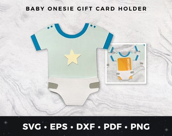 Baby Shower Gift Card Holder, Baby Boy Gift Card, Baby Gift Card Holder, DIY Baby Shower Card, Baby Boy Onesie svg, Baby Onesie Cut File svg