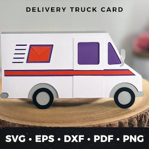 Lieferwagen-Kartenvorlage, Lieferfahrer-Geschenk, Lieferung Cut-Datei, Mail Carrier Cut-Datei, FedEx inspirierte LKW-Karte, FedEx inspirierte svg