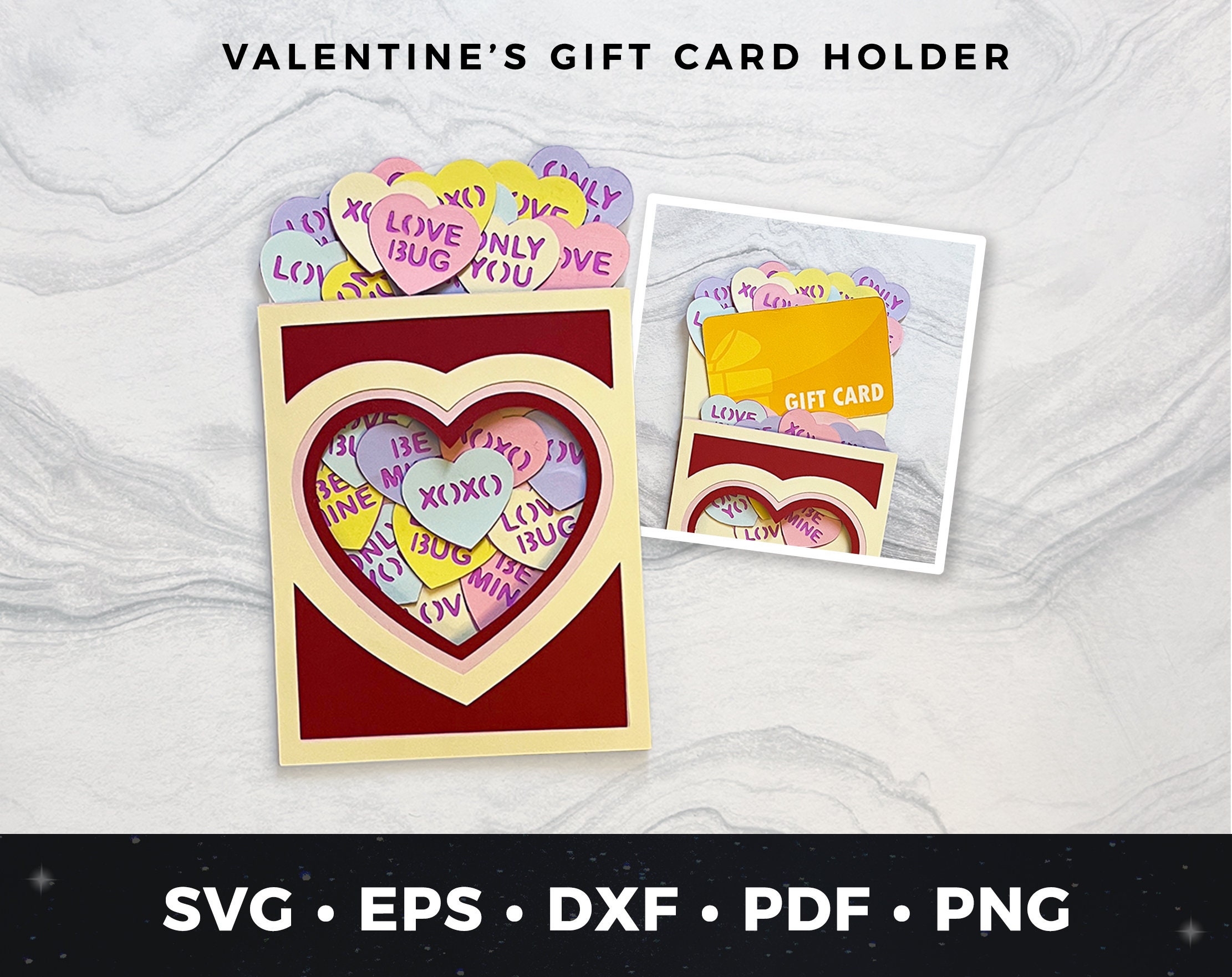 Candy Hearts Gift Card Holder svg, Valentine's Day Gift Card Holder svg, Valentine Money Holder svg Cut File, DIY Valentine's Card svg