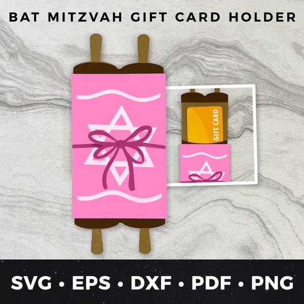 Bat Mitzvah Gift Card Holder, DIY Bat Mitzvah Card, Bat Mitzvah svg, Bat Mitzvah Cut File, Cricut Project, Bat Mitzvah Gift Card svg, Torah