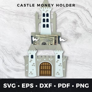 Portamonedas de castillo svg, Portamonedas de castillo svg, Tarjeta de castillo hecha a mano, Portamonedas de cumpleaños, Castillo svg, Adorno para tarta de castillo, Caballero svg