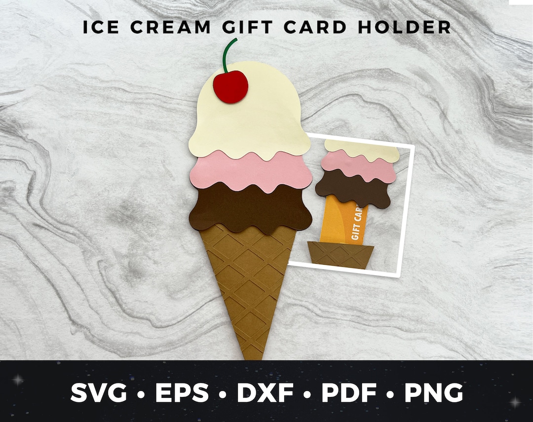 Ice Cream Gift Card Holder, Ice Cream Card Svg, Ice Cream Cut File, Ice Cream Svg, Ice Cream