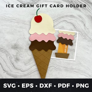 Porta carte regalo gelato, biglietto gelato svg, file di taglio gelato, gelato svg, biglietto gelato, biglietto di compleanno estivo svg gelato svg 01