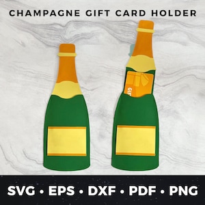 Porta-cartão-presente de champanhe svg, champanhe svg, cartão de aniversário de champanhe, cartão de comemoração, cartão-presente svg, porta-cartão-presente faça você mesmo, cartão-presente svg