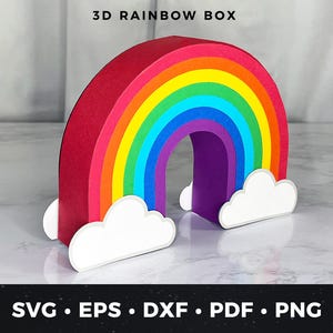 Regenbogen Favor Box SVG, 3D Regenbogen Geschenk-Box-Vorlage, DIY Regenbogen Party Favor Box, Papier Regenbogen Box, Geburtstag Party Favor, Regenbogen Craft SVG