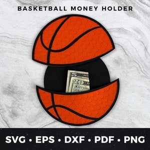 Porte-monnaie de basket-ball Svg, cadeau d'entraîneur de basket-ball bricolage, carte de fan de basket-ball, cadeau pour amateur de sport, fichier de basket bricolage bricolage, svg de basket-ball