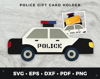 Polizei Auto Geschenk Kartenhalter svg, Polizeiauto svg, DIY Polizei Geburtstagskarte, Polizist Geburtstagskarte, Cop Geburtstag, Polizeiauto geschnitten Datei svg