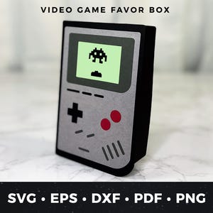 Scatola regalo per console portatile in formato SVG, modello per scatola bomboniera per videogiochi 3D, scatola fai da te per feste di videogiochi, scatola per videogiochi retrò in formato SVG, scatola di carta per lavoretti in formato PDF