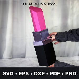 Scatola per rossetto 3D in formato SVG, decorazioni per rossetto in carta in formato PDF, modello fai da te per scatola regalo di bellezza, regalo per feste di trucco, file di taglio per rossetto Cricut, scatola regalo glamour in formato SVG