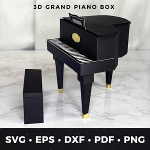 Klavier Geschenkbox SVG, 3D Papier Klavier Geschenkschachtel, Musiklehrer Geschenkidee, DIY Spieluhr Vorlage, 3D Mini Flügel pdf, Geschenk für Klavierlehrer